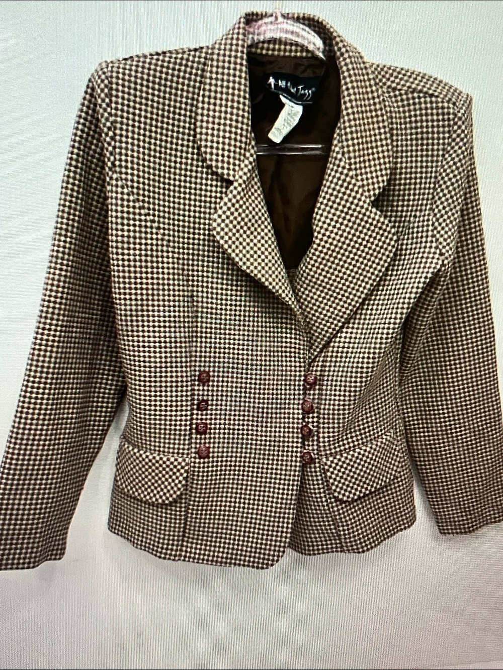All That Jazz Tan and Brown Houndstooth Blazer